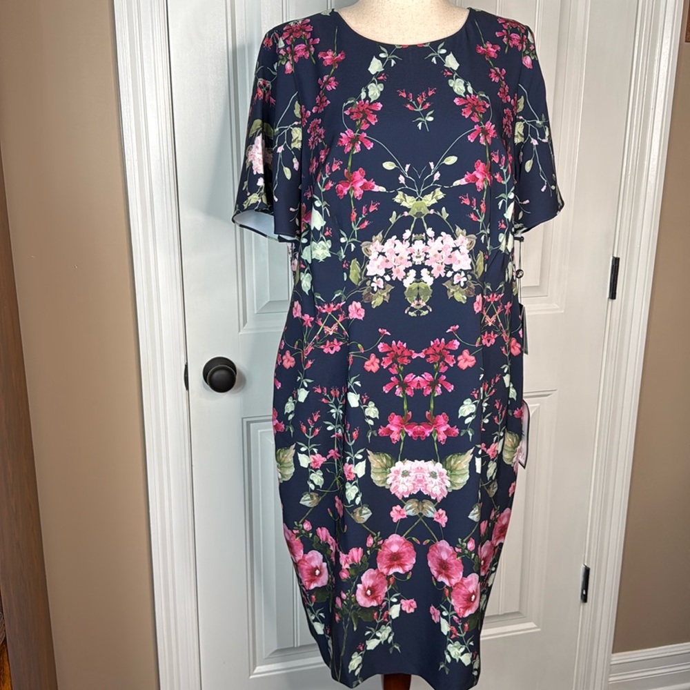 Adrianna Papell - Short Sleeve Knee Length Casual Dress Sz 16W - Picture 3 of 12